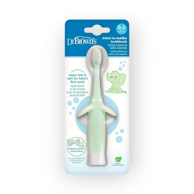 Dr. Browns Infant-to-Toddler Toothbrush, Elephant Mint 0-3 Year