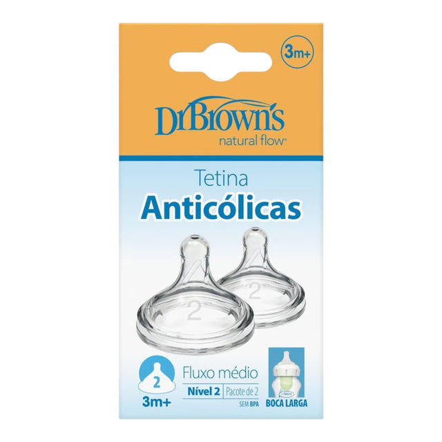 Dr. Browns Natural Flow Anti Colic Nipple Wide Neck, Level 2, 3m+