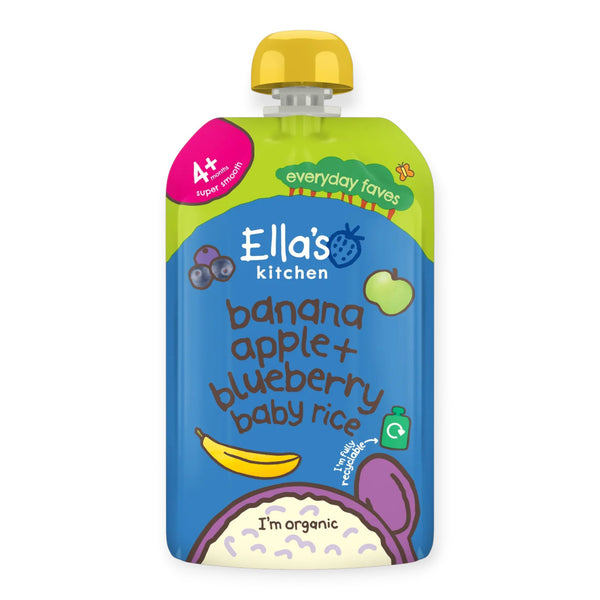 Ella's Kitchen Banana Apple + Blueberry Baby Rice, 4m+, 120g