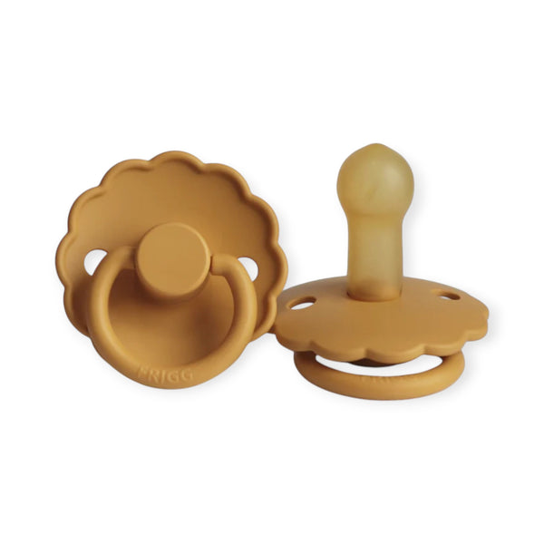 FRIGG Daisy Latex Baby Pacifier 6-18M 1-Pack Honey Gold - Size 2
