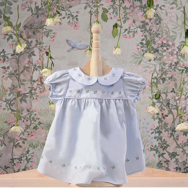 Blooms and Butterflies Girls Fairytale Frock - Light Blue (3-6 months)