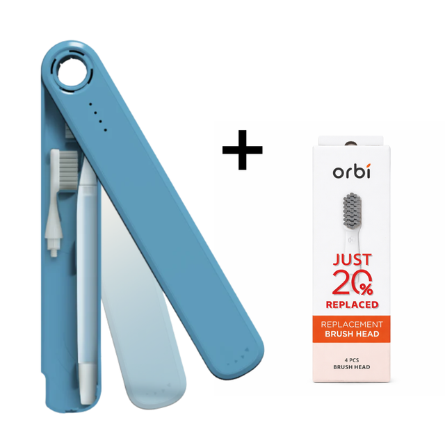 Flipper Orbi Toothbrush with 2 Brush + 4 Brush Heads - Artic Blue