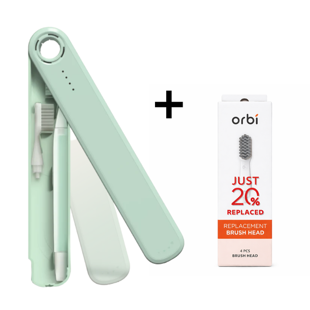 Flipper Orbi Toothbrush with 2 Brush + 4 Brush Heads -Mint Green
