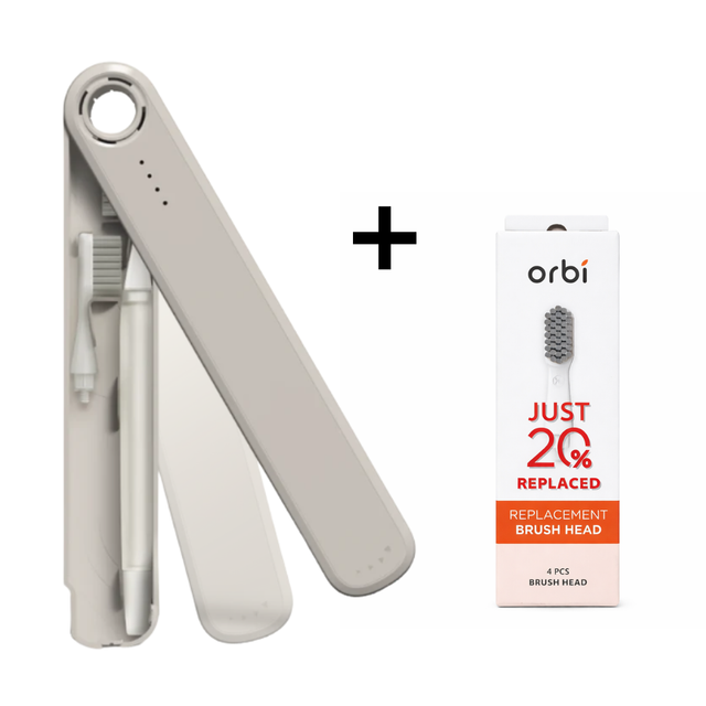 Flipper Orbi Toothbrush with 2 Brush + 4 Brush Heads- Pepper White