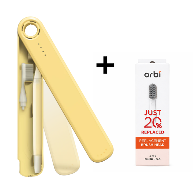 Flipper Orbi Toothbrush with 2 Brush + 4 Brush Heads - Summer Gelato ( yellow )