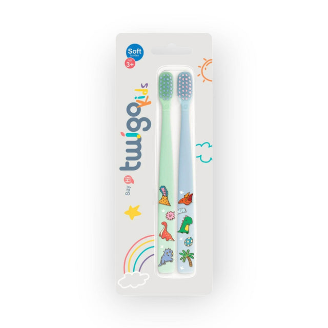 Flipper Twigo Kids Children's toothbrush, 2-pack, Aloe Green & Winter Blue