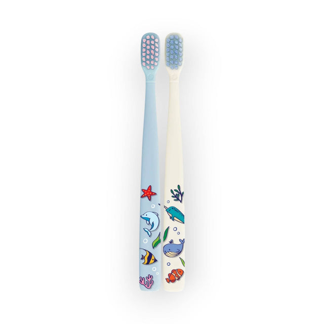Flipper Twigo Kids Children's toothbrush, 2-pack, Winter Blue & Chiffon White