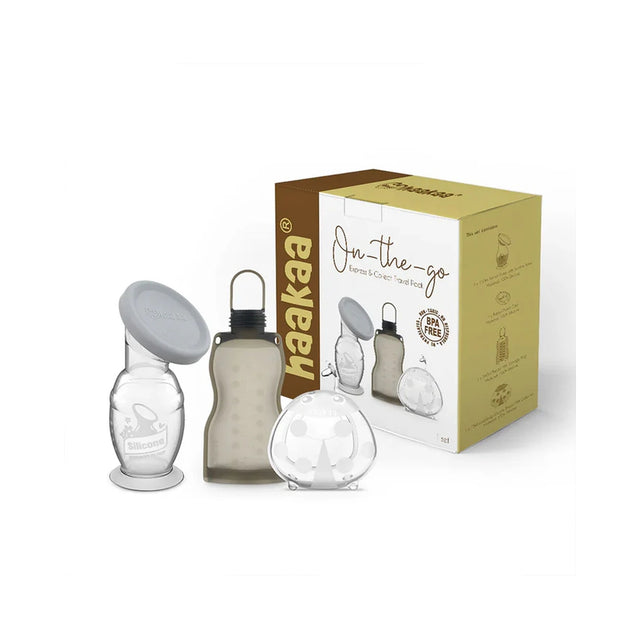 Haakaa On-The-Go Express & Collect Travel Pack-Silicone Breast Pump & Feeding Set-Dishwasher & Freezer Safe