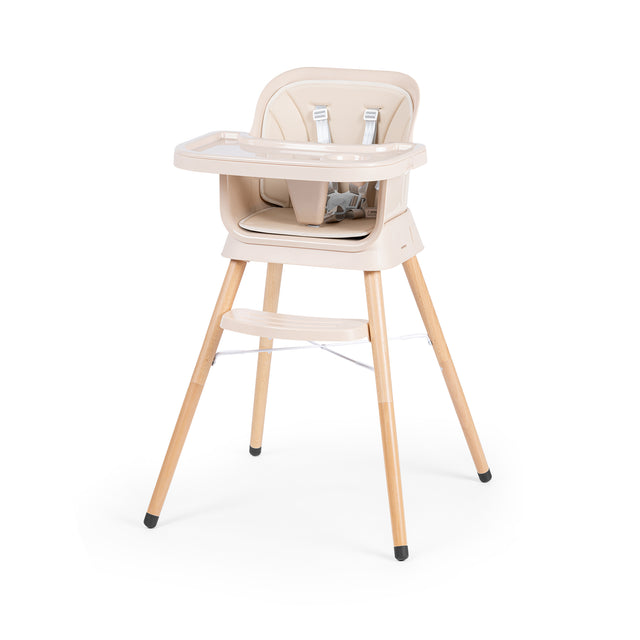 Growgether ORBIT 4-in-1 Wooden High Chair | Converts to Booster Seat & Stool | 5-Point Safety Harness & Double Tray | 6-36 Months (Upto 15 kg) | 1 Year Warranty
