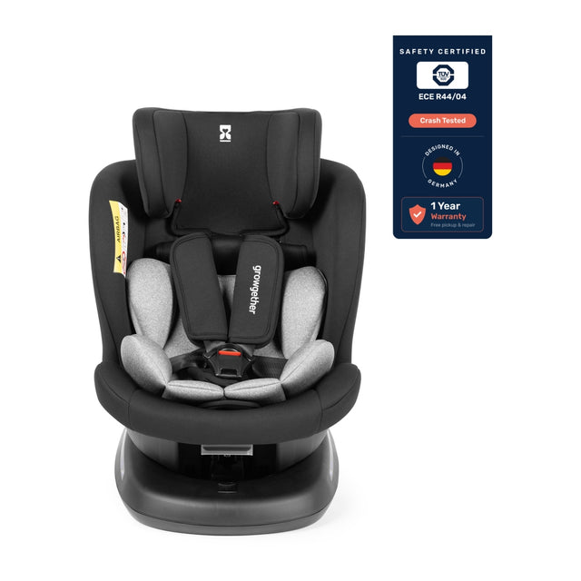 Growgether RYDDA 360° Rotating Car Seat – Multi-Functional Safety for 0–12 Years | ISOFIX, Top Tether & ECE Certified, Side Impact Protection | 1 Year Warranty
