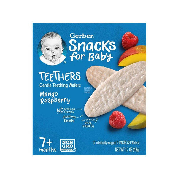 Gerber Teethers Gentle Teething Wafers, 7+ Months, Mango Raspberry - 48g - BabyAmore