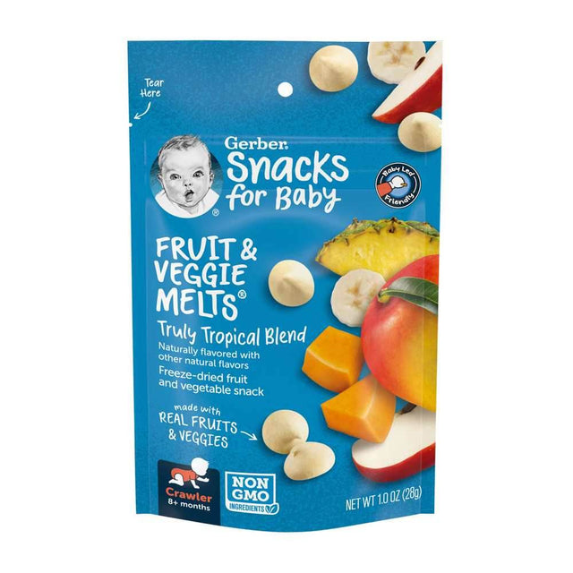 Gerber Fruit & Veggie Melts, Truly Tropical Blend, 8+ Months - 28g