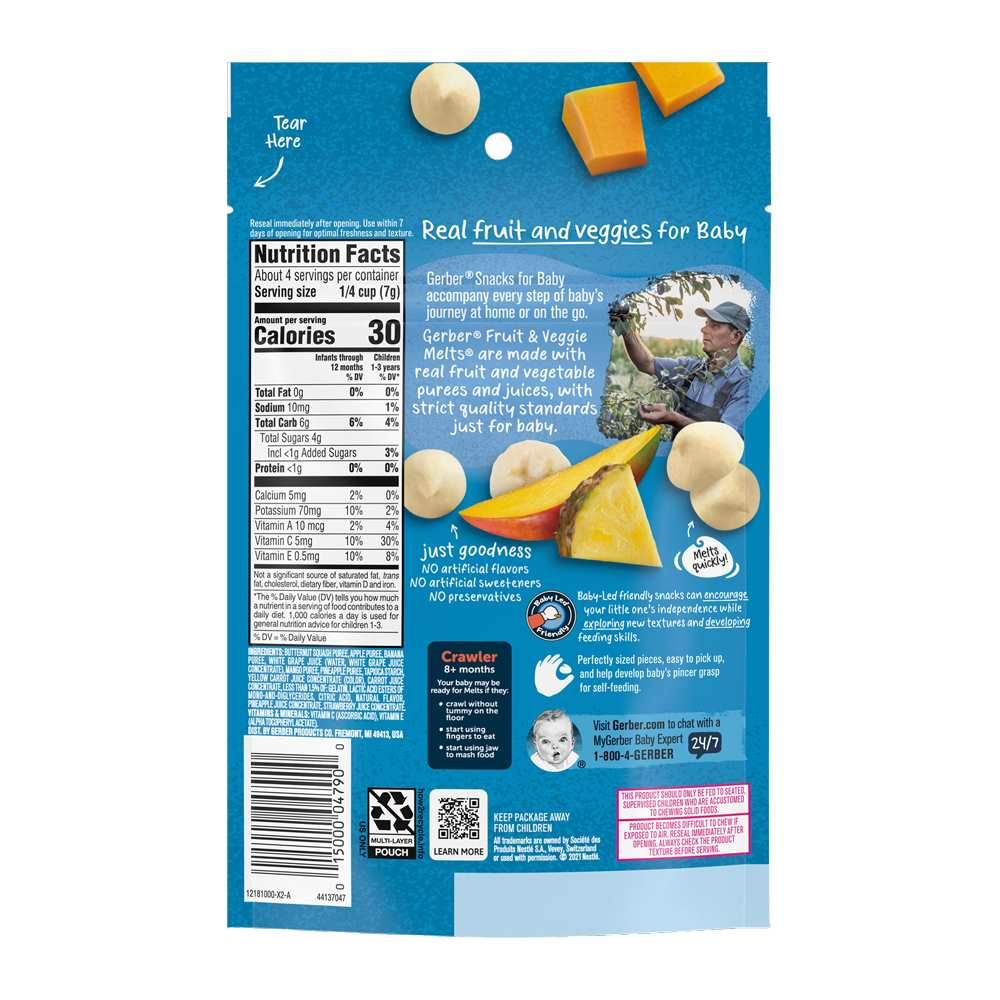Gerber Fruit Veggie Melts, Truly Tropical Blend, 8+ Months 28g