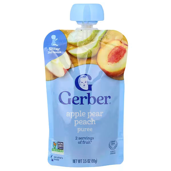 Gerber Natural for Toddler Puree, Apple Pear Peach, 99g