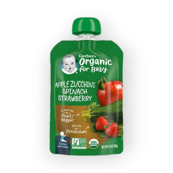 Gerber Organic for Baby Apple Zucchini Spinach Strawberry, 99g - BabyAmore
