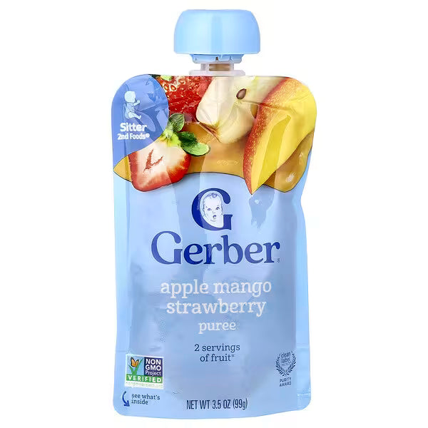 Gerber Puree Apple Mango Strawberry, 99g, 12+ Months