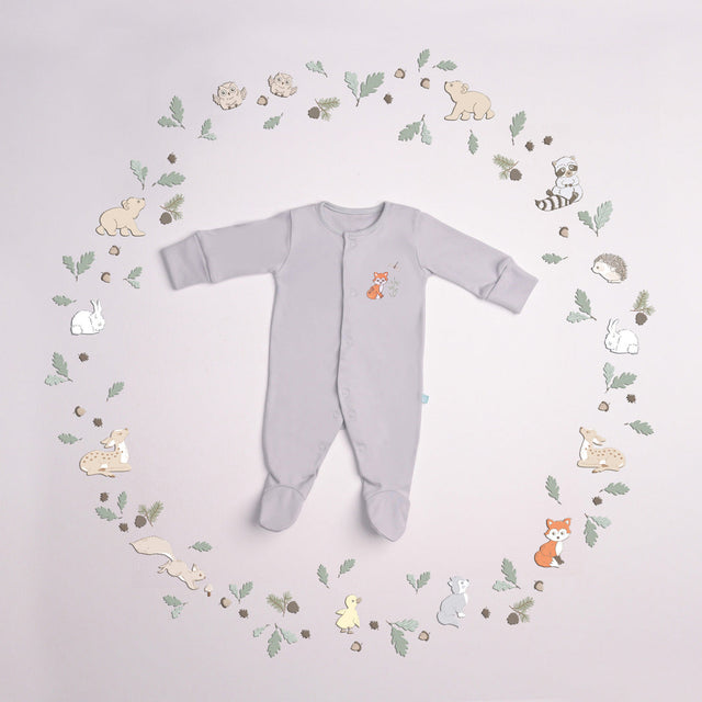 Blooms and Butterflies Newborn Sleep Suit - Grey Romper