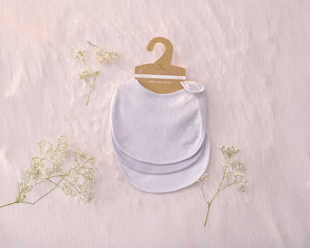 Blooms and Butterflies Grey Bibs - Set of 3