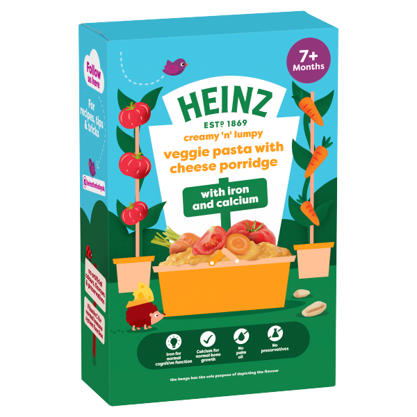 Heinz Creamy n Lumpy Veggie Pasta With Cheese Porridge, 200g, 7+m