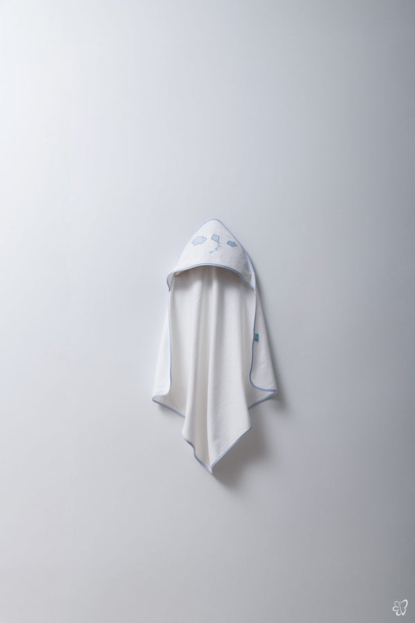 Blooms and Butterflies Cloudy Blue Hooded Towel