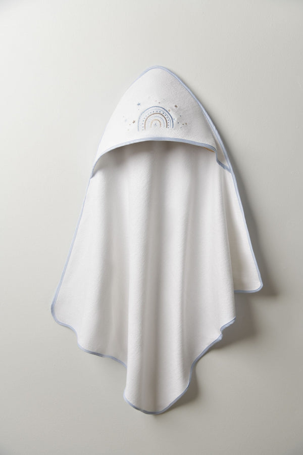 Blooms and Butterflies Rainbow Blue Hooded Towel