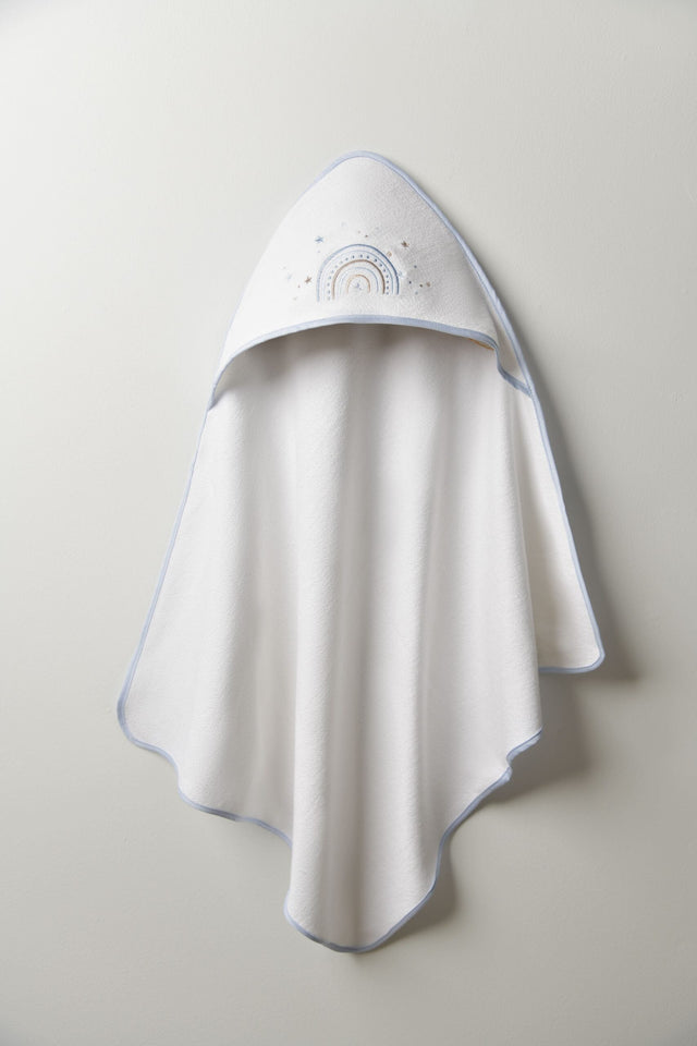 Blooms and Butterflies Rainbow Blue Hooded Towel