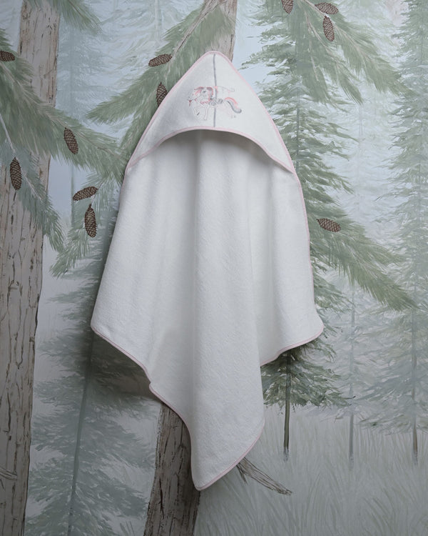 Blooms and Butterflies Merry Go Round Hooded Towel Girl