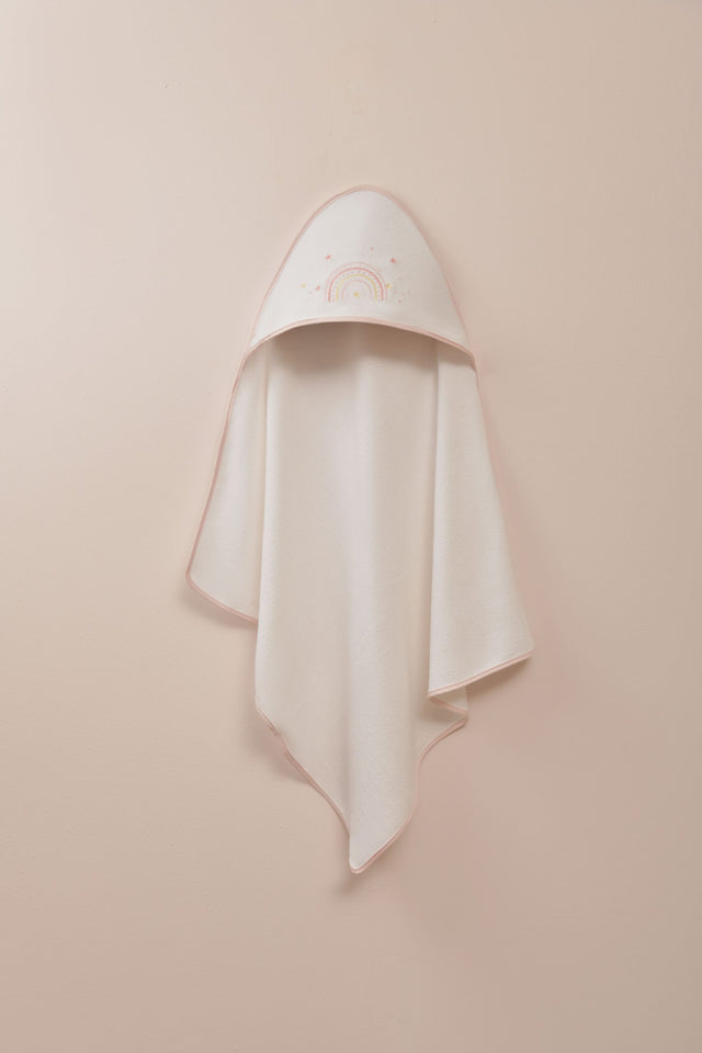 Blooms and Butterflies Rainbow Pink Hooded Towel