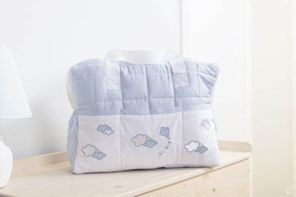 Blooms and Butterflies Cloudy Blue Large Bag