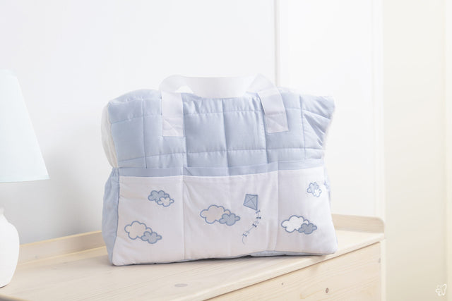 Blooms and Butterflies Cloudy Blue Large Bag
