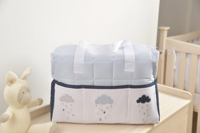 Blooms and Butterflies Rainy Blue Large Bag