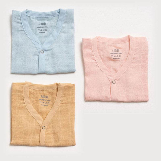 Aariro Muslin Jabla set - Blue Pink Beige (3 Pcs)