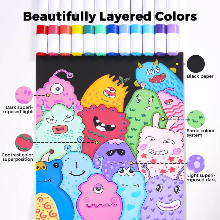 Jar Melo Acrylic Paint Markers With Bag- 36 Colors - BabyAmore