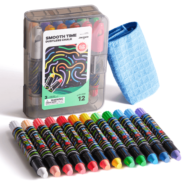 Jarmelo Smooth Time Dustless Chalk - 12 Colors