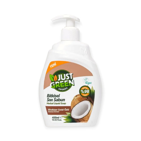Just Green Organic Herbal Liquid Hand Soap, 400 ML -Coconut