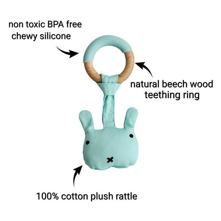 Little Rawr Wood Plush Rattle Teether Toy - BabyAmore
