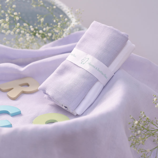 Blooms and Butterflies Baby Bath Sheet Lilac (Set of 2)