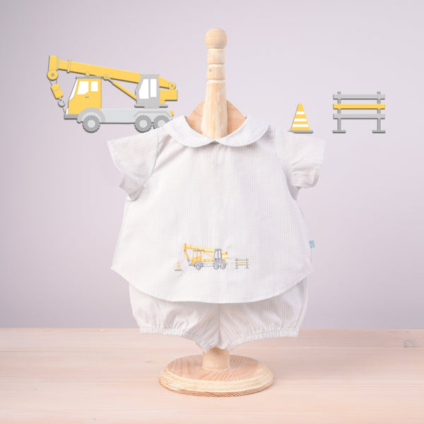 Blooms and Butterflies Vehicle - Little Builder Newborn Boy Shirt and Shorts Set