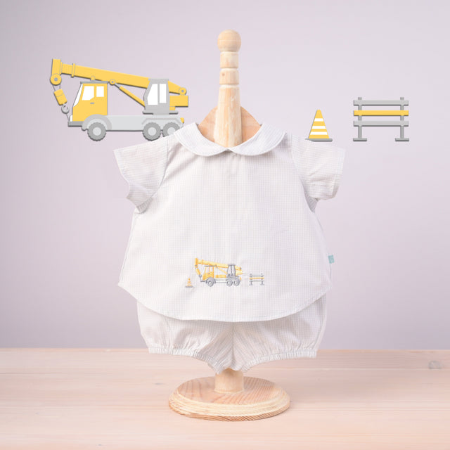 Blooms and Butterflies Vehicle - Little Builder Newborn Boy Shirt and Shorts Set