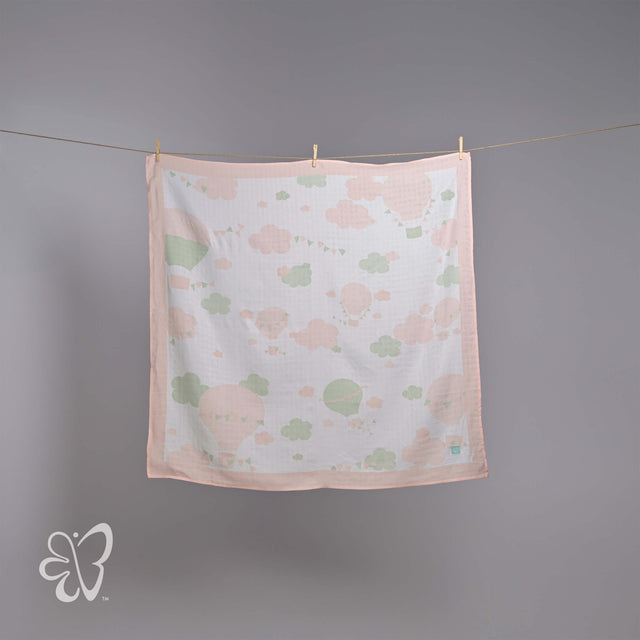 Blooms and Butterflies Swaddle Wrap Windy Pink