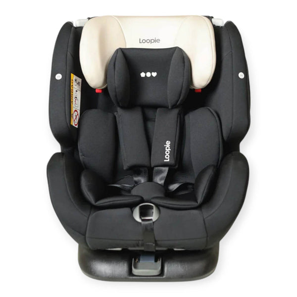 Loopie lap 360 degree Car seat for age 0-12, Charcoal Black - BabyAmore