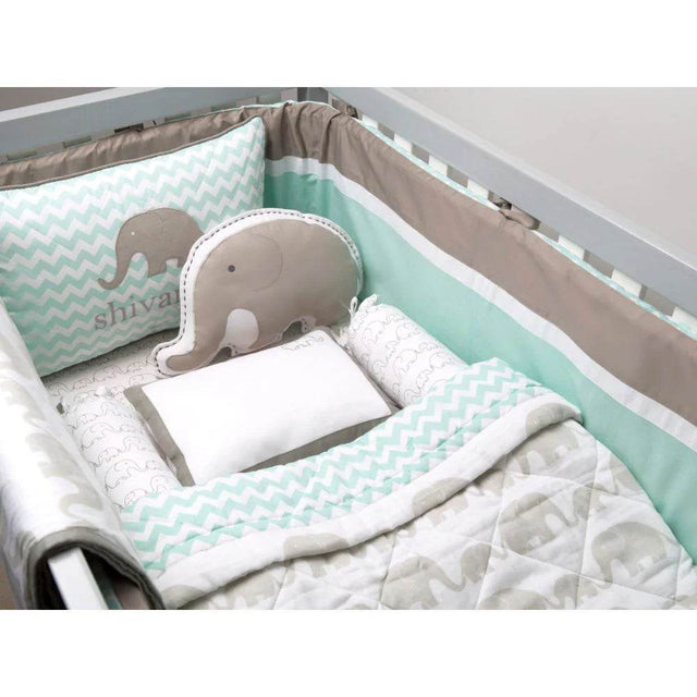 Masilo Organic Cotton Cot Bedding Set – Elephant Parade (With Dohar Blanket)