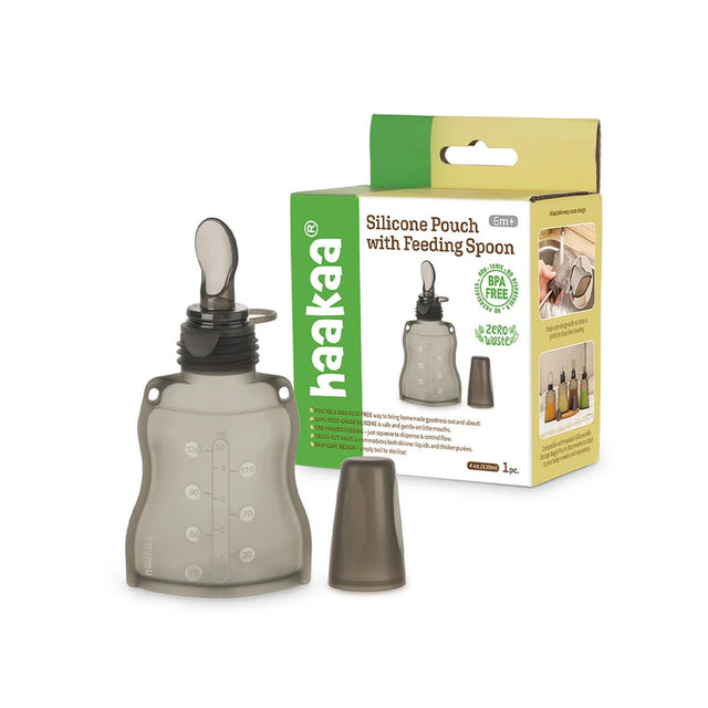 Haakaa Silicone Yummy Pouch With Feeding Spoon Attachment-Food Feeder-Reusable Food Pouch-Freezer & Microwave Safe