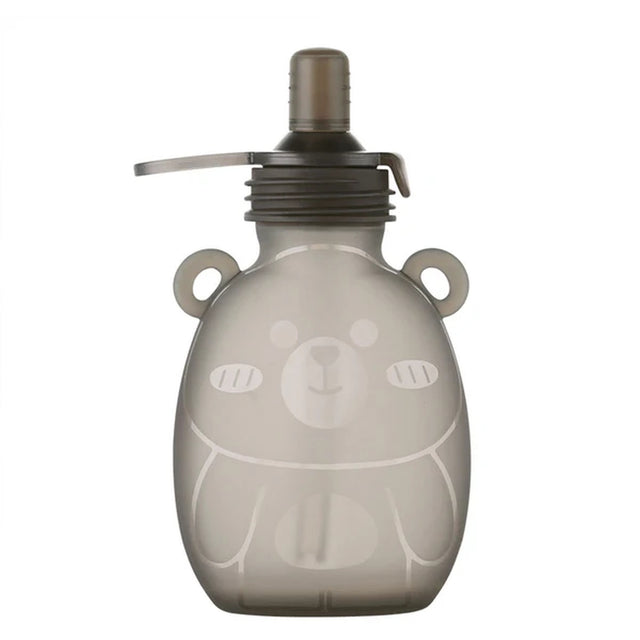 Haakaa Happii Bear Silicone Goody Pouch-Food Feeder-Reusable Food Pouch with Drinking Straw-Freezer & Microwave Safe