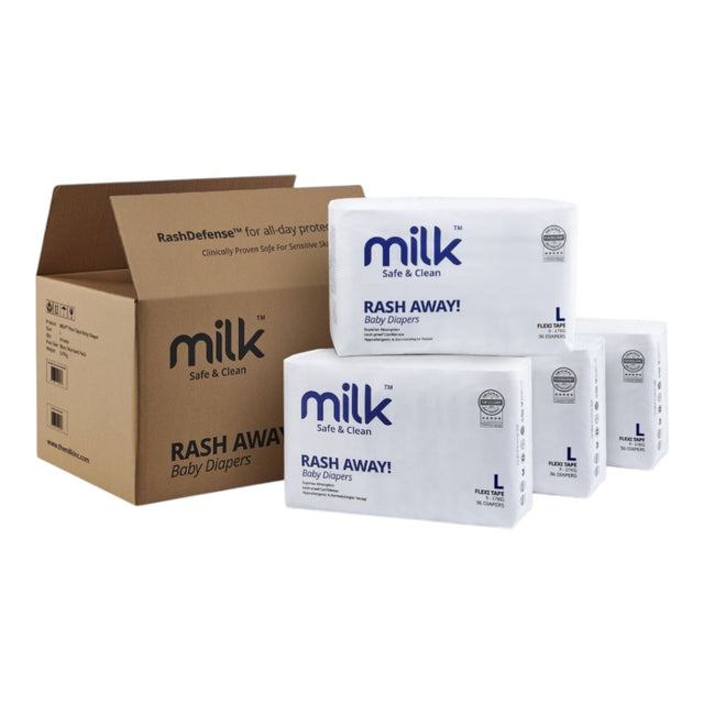 MILK Baby Diaper Yoga Pants, Size L - 36 Pcs, 9 To 17 KG, Carton Box