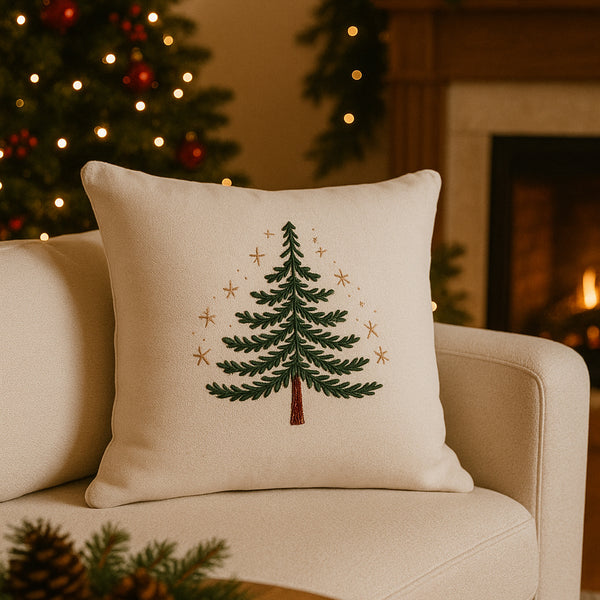 Masilo Linen Throw Cushion - Christmas Tree (Cover with filler)