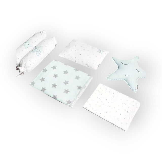 Masilo Organic Cotton Cot Bedding Set – Sleepy Star (Blue) (With Quilted Blanket)