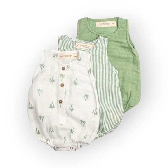 Masilo Organic Muslin Baby Romper (Pack of 3) – Palm Paradise