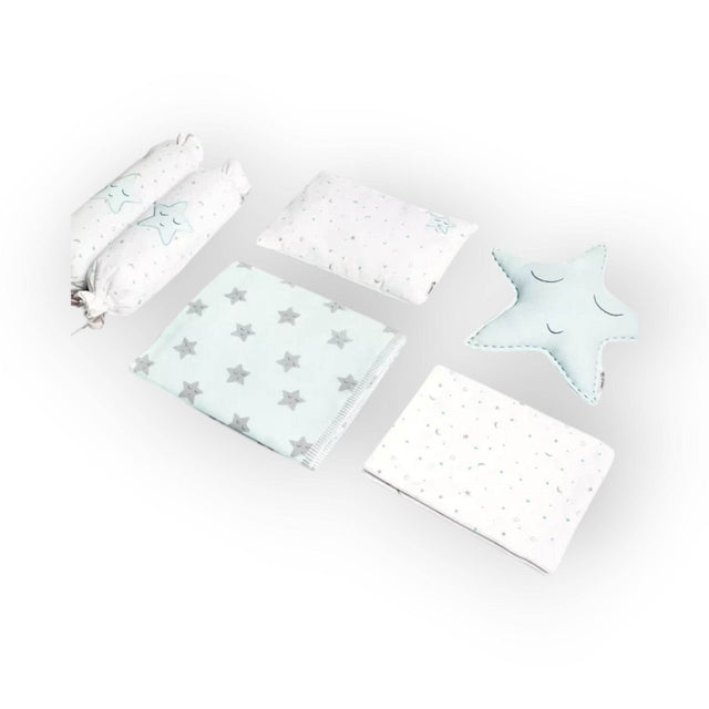 Masilo Organic Cotton Cot Bedding Set – Sleepy Star (Blue) (With Dohar Blanket)