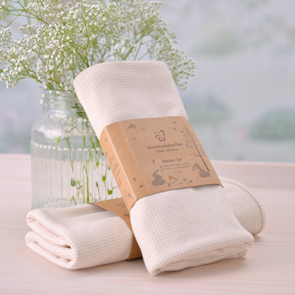 Blooms and Butterflies Knitted Receiving Blanket - Moon Light